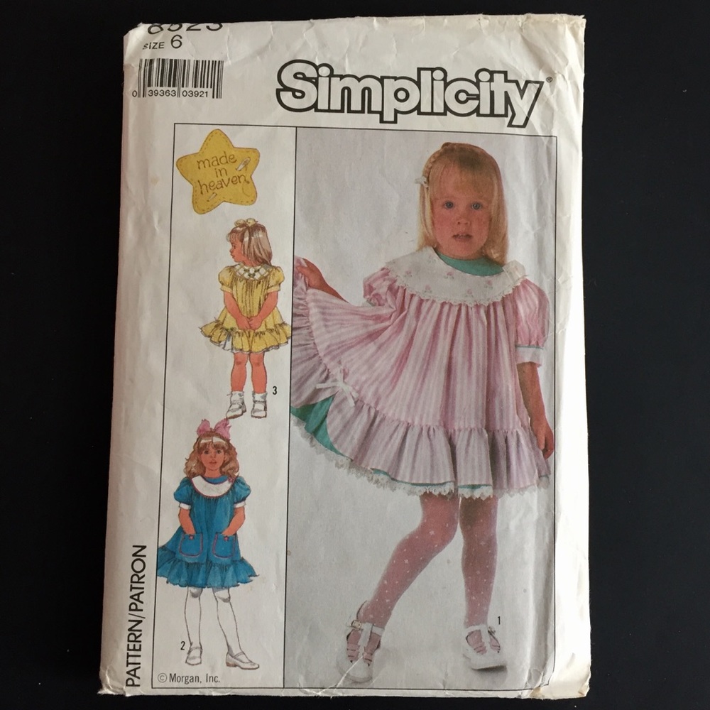Vintage 80s Girl's Dress Sewing Pattern UNCUT Child’s 6 Simplicity 8523